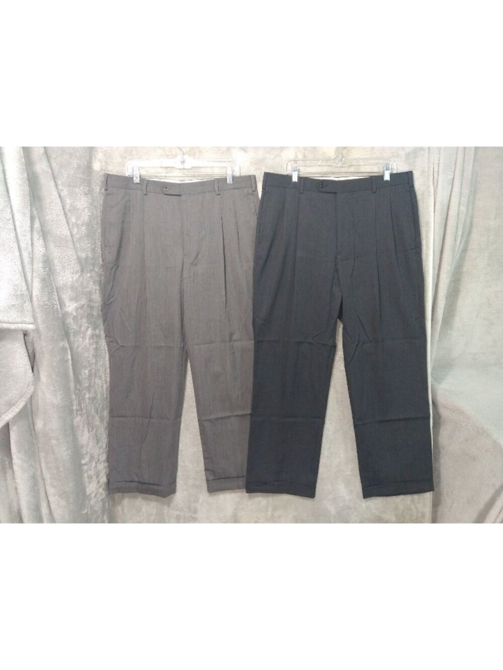 Brooks Brothers Pants Mens 37x32 Gray Wool Madison Fit Pleated Dress Lot of 2